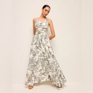 Commense Toile French Country Floral Print Dress